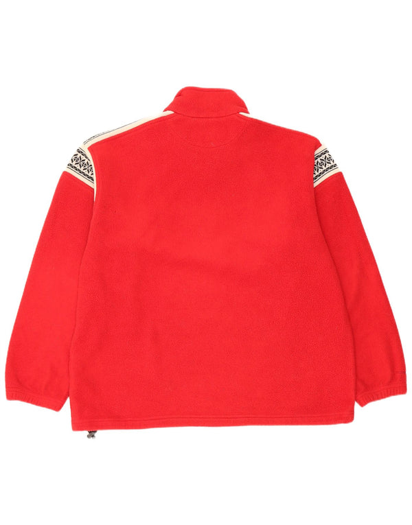 Lands End Dame Fleece Jumper med lynlås DK 10/12 Medium Red Fair Isle