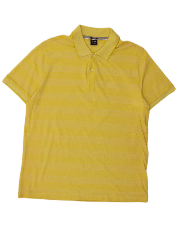 Hugo Boss Herre Regular Fit Polo Shirt XL Gul Stribet Bomuld