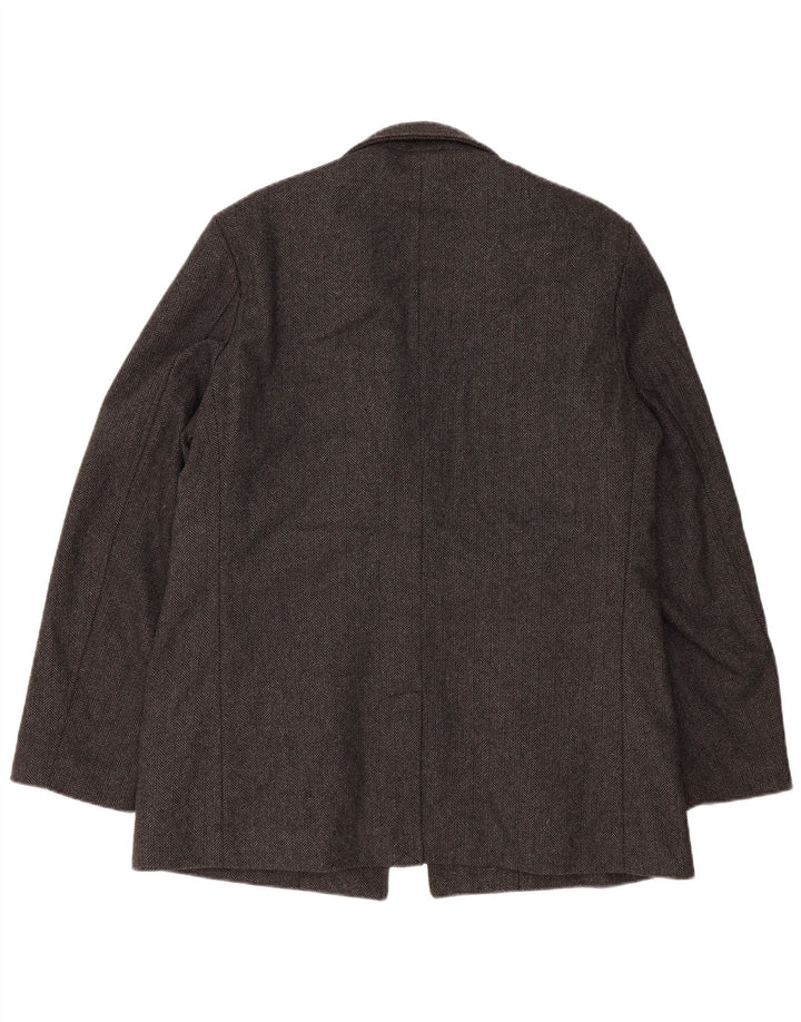 Marks & Spencer Herre Overfrakke UK 40 Large Grey Herringbone Classic