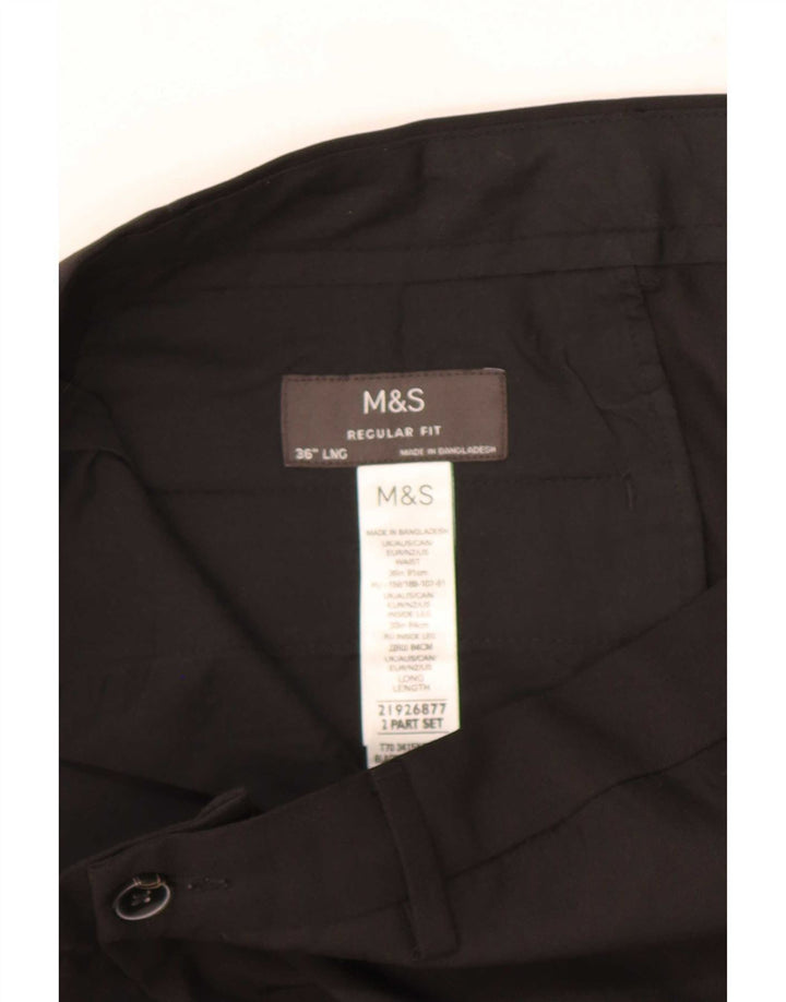 Marks & Spencer Herre Regular Fit Chinobukser W36 L33 Sort polyester