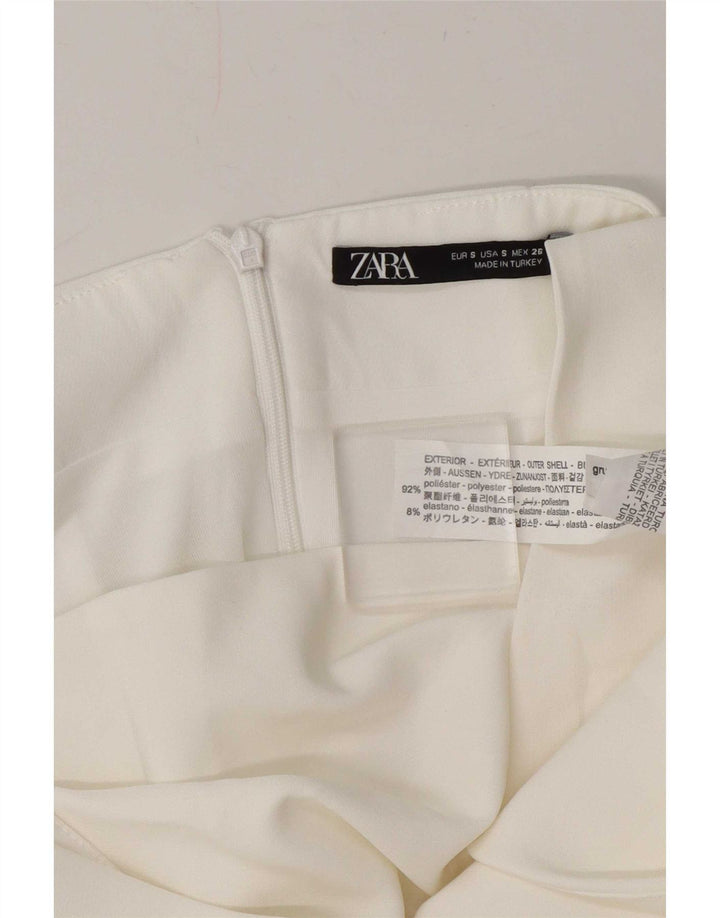 Zara Dame Mini Off Shoulder Kjole UK 8 Small White Polyester