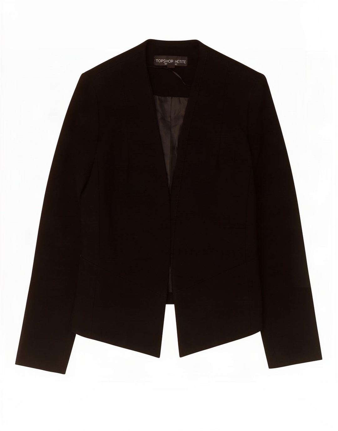 Topshop Womens Petite Crop Open Blazer Jacket UK 8 Small Black