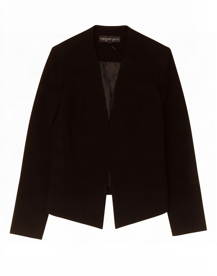 Topshop Womens Petite Crop Open Blazer Jacket UK 8 Small Black