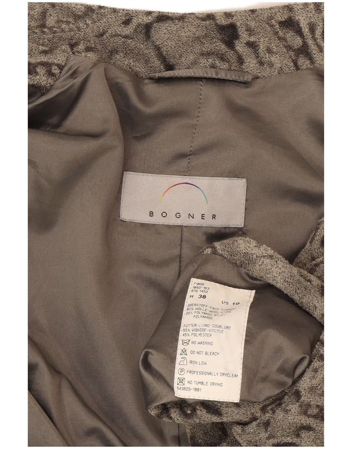 BOGNER Dame 5-knaps blazerjakke US 10 Large Grey Paisley Wool