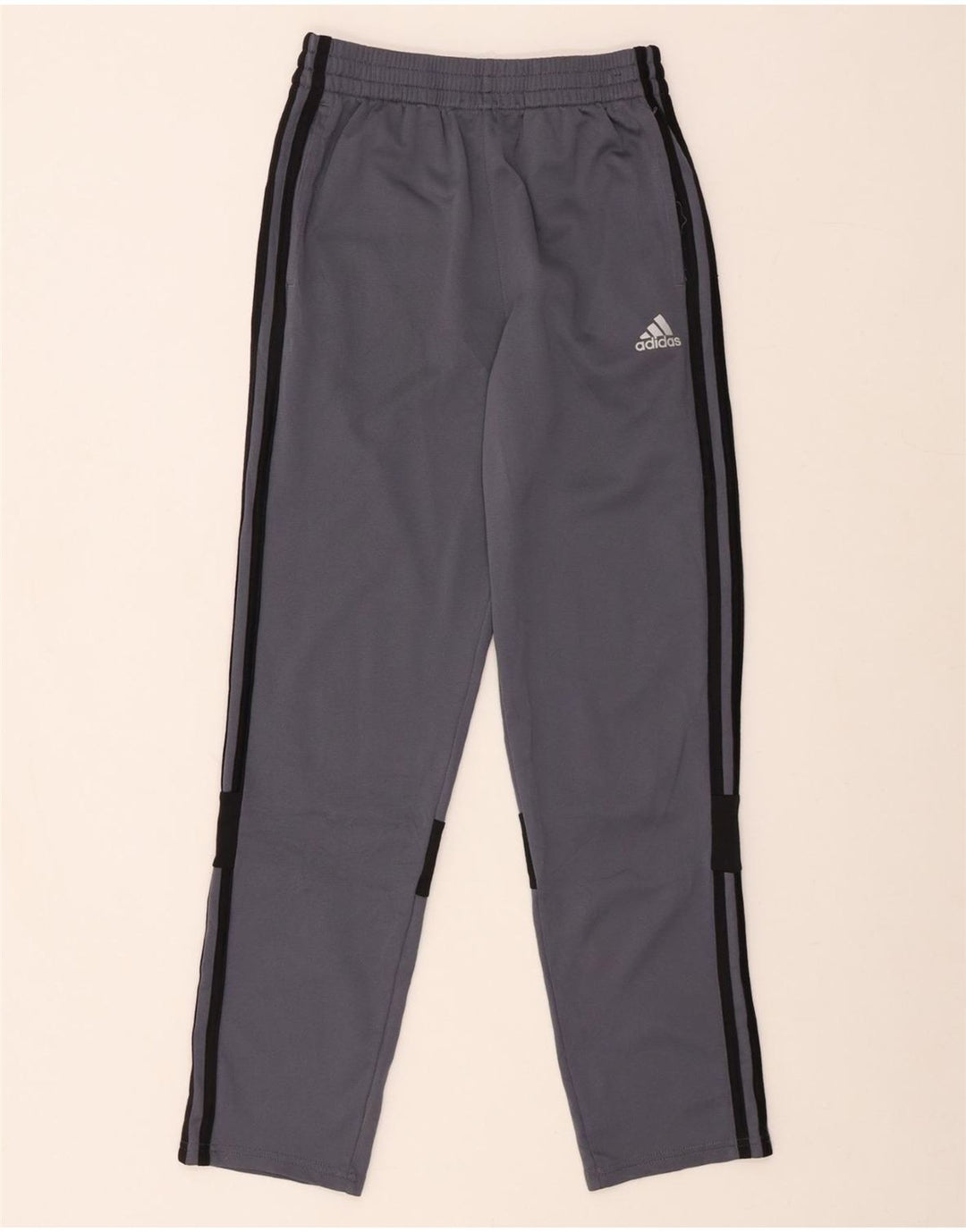 ADIDAS Boys Tracksuit Trousers 12-13 Years Large Grey Colourblock