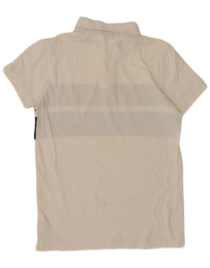 Massimo Dutti Herre Polo Shirt Small Off White Colourblock Bomuld