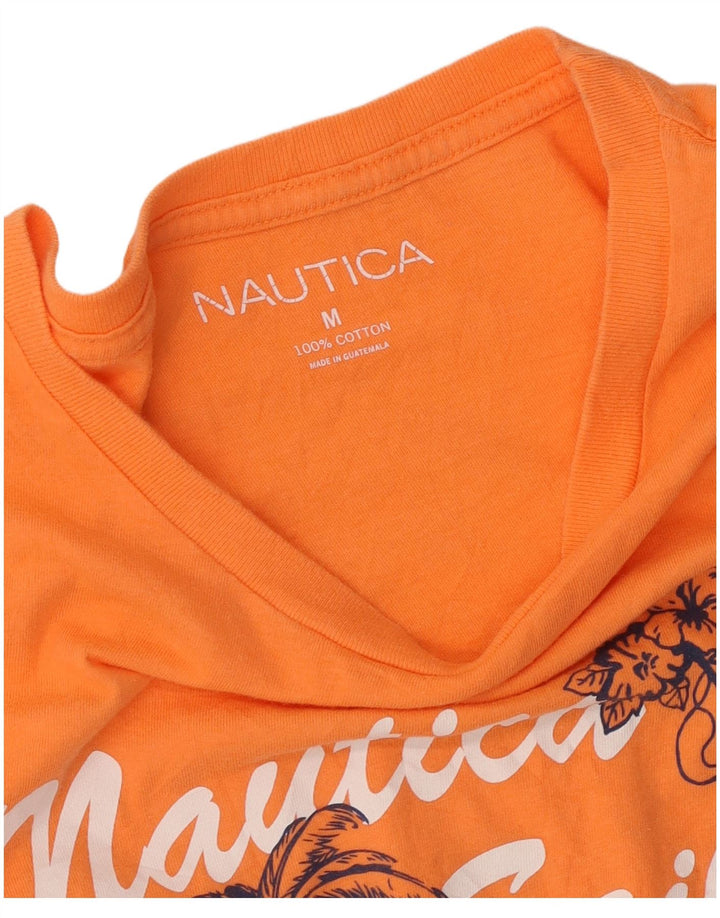 Nautica Herre grafisk T-shirt Top Medium Orange Bomuld
