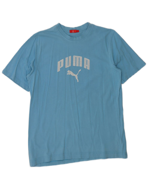 PUMA Grafisk T-shirt top til mænd, stor blå bomuld