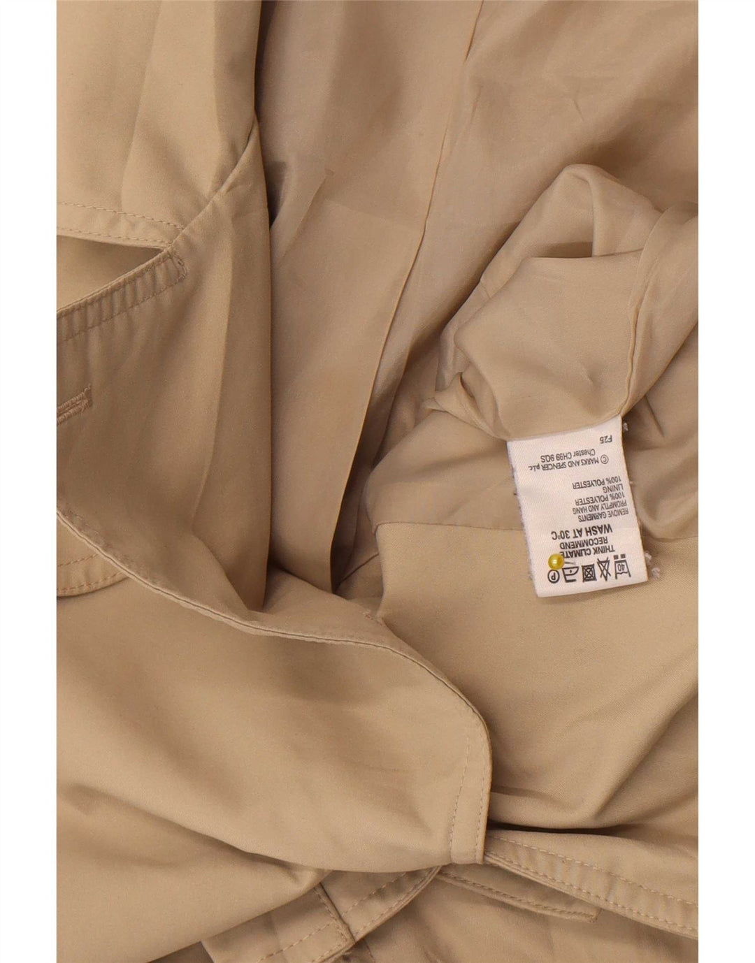 Marks & Spencer Trench Coat til kvinder UK 14 Large Beige Polyester