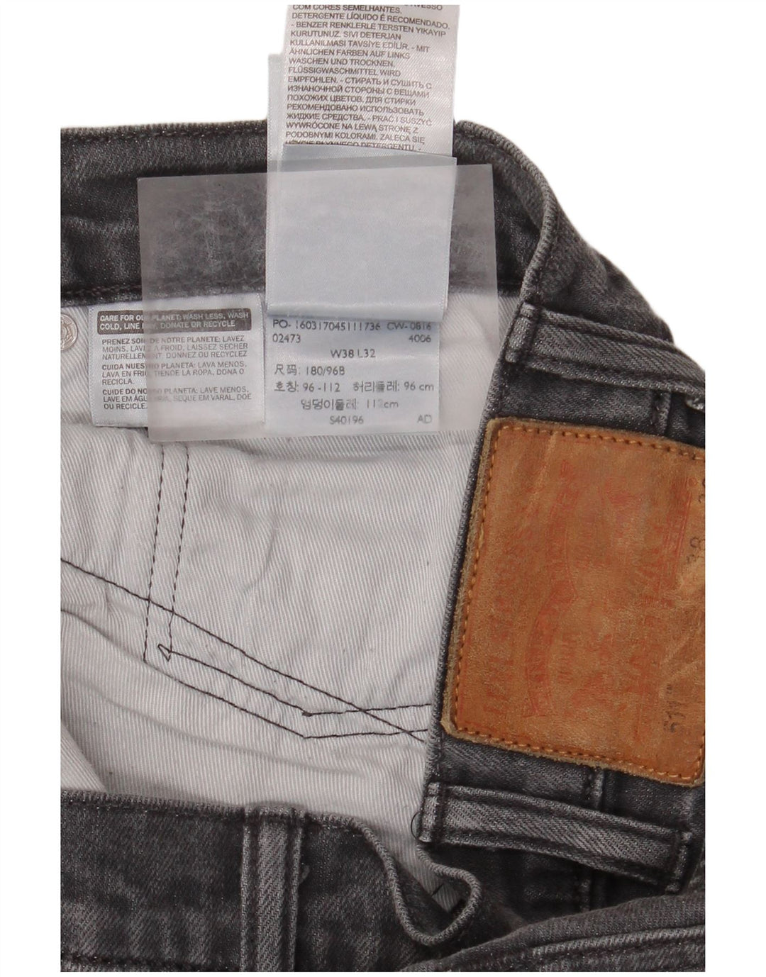 Levi's Herre 511 Slim Jeans W38 L32 Grå Bomuld