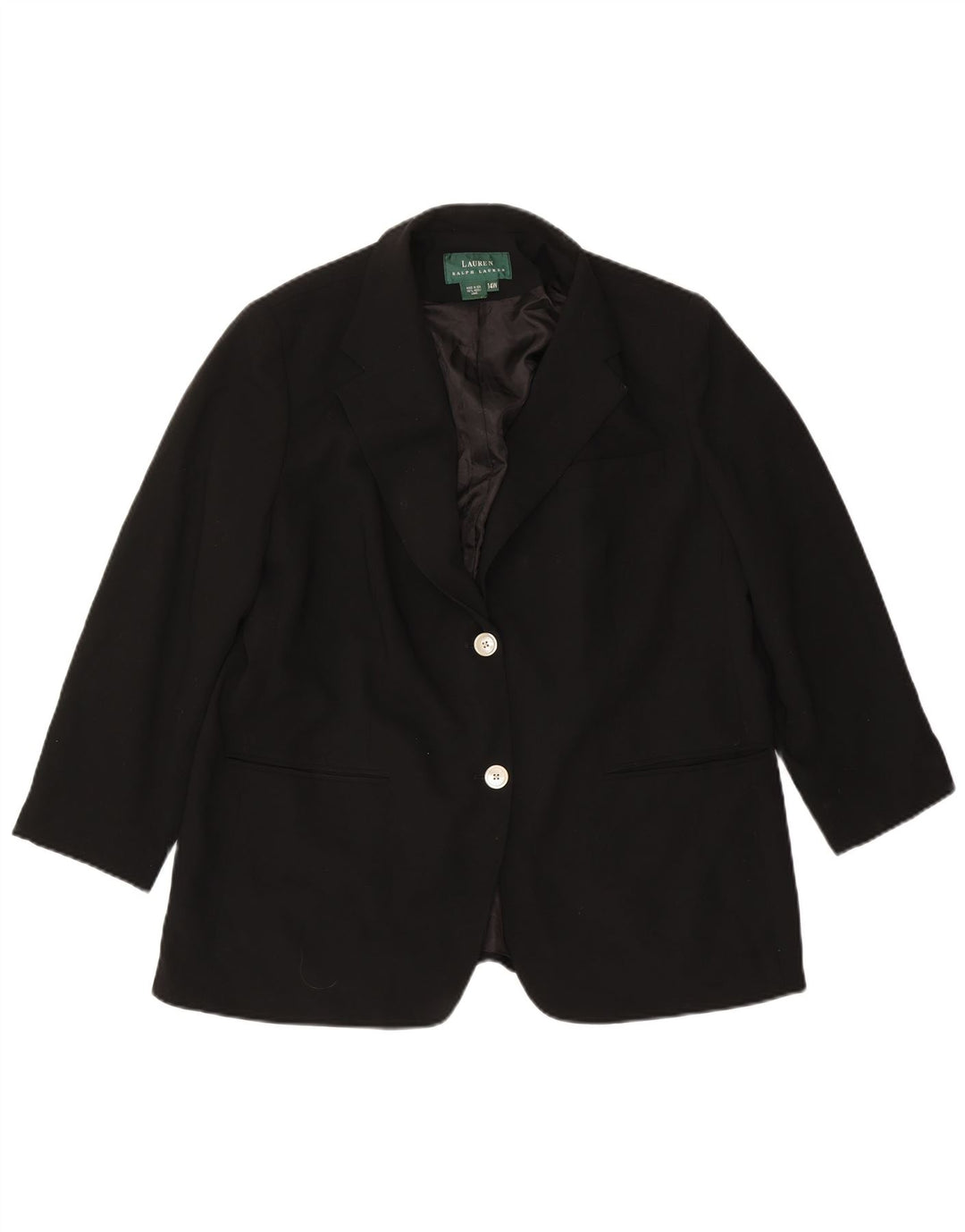 Ralph Lauren Dame 2-knaps blazerjakke US 14 XL sort uld