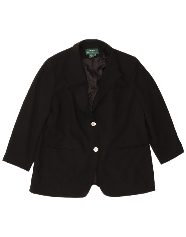Ralph Lauren Dame 2-knaps blazerjakke US 14 XL sort uld