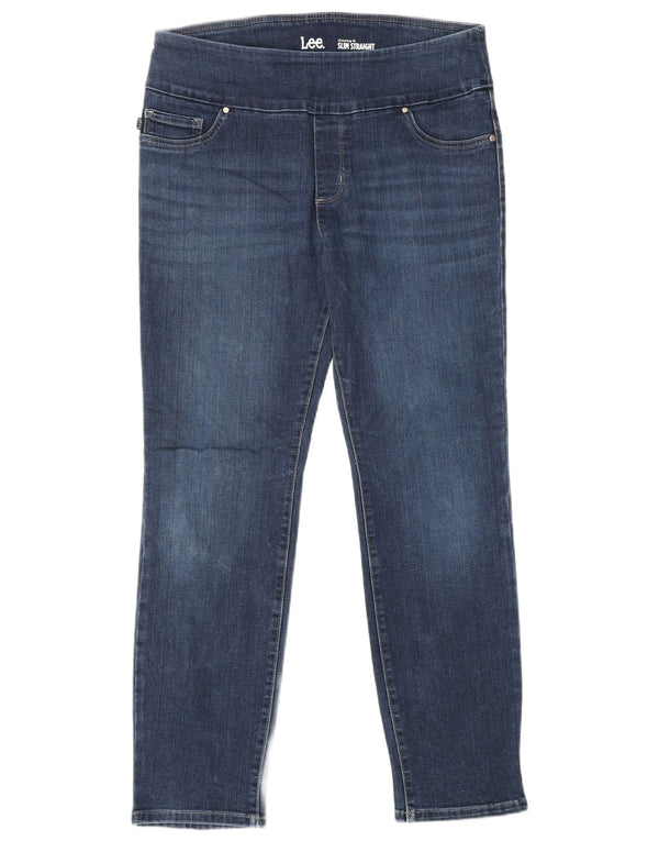 LEE slankende pasform for kvinder, lige højtaljede jeans US 12 Large W30 L27 Blå