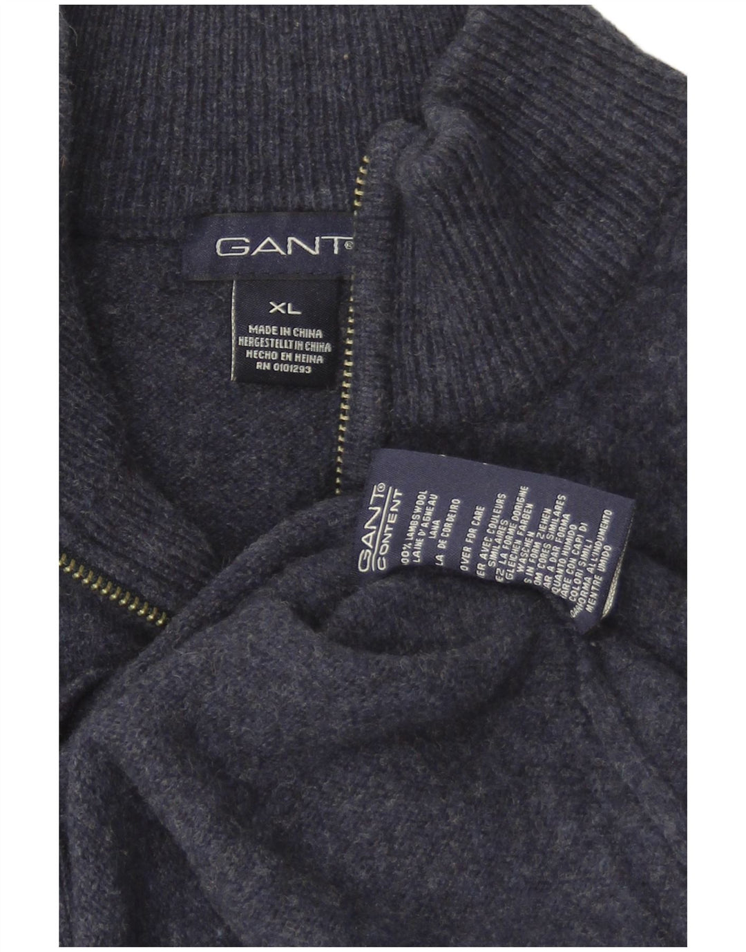 Gant Herre Cardigan Sweater XL Marineblå Lammeuld