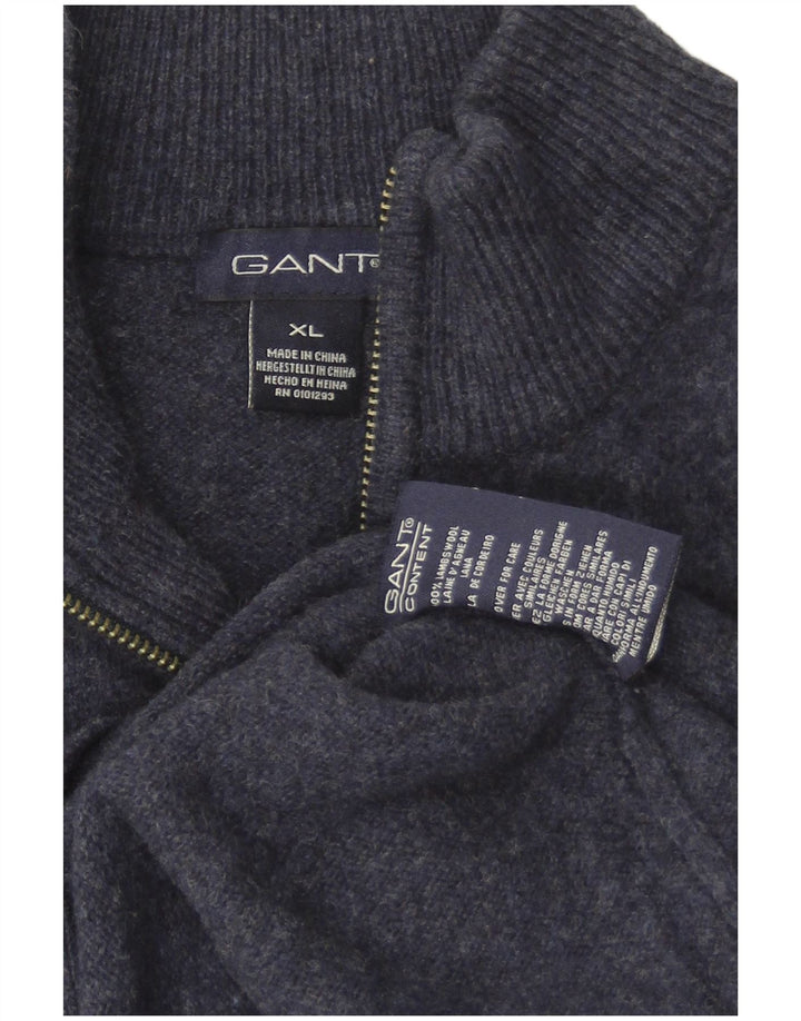 Gant Herre Cardigan Sweater XL Marineblå Lammeuld