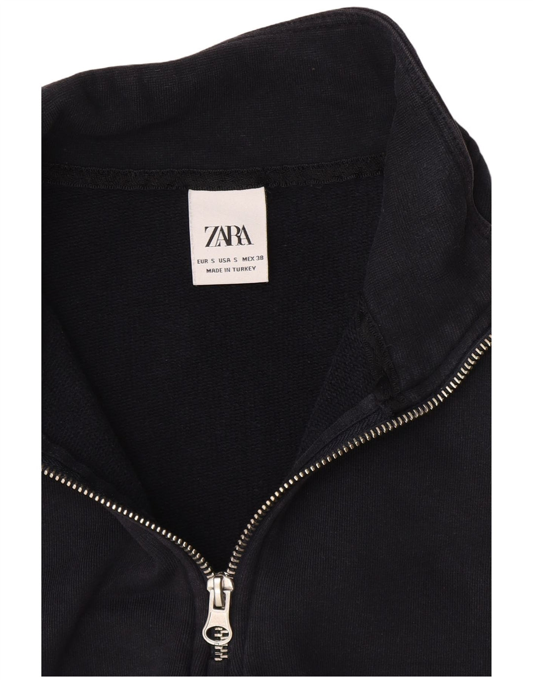 Zara Sweatshirt med lynlås til kvinder UK 10 Small Navy Blue