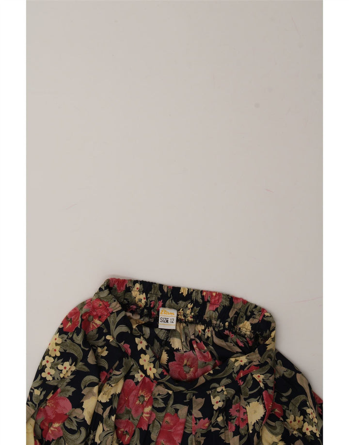 ETAM Womens 2 Button 2 Piece Skirt Set UK 12 Medium W28  Navy Blue Floral Vintage Etam and Second-Hand Etam from Messina Hembry 