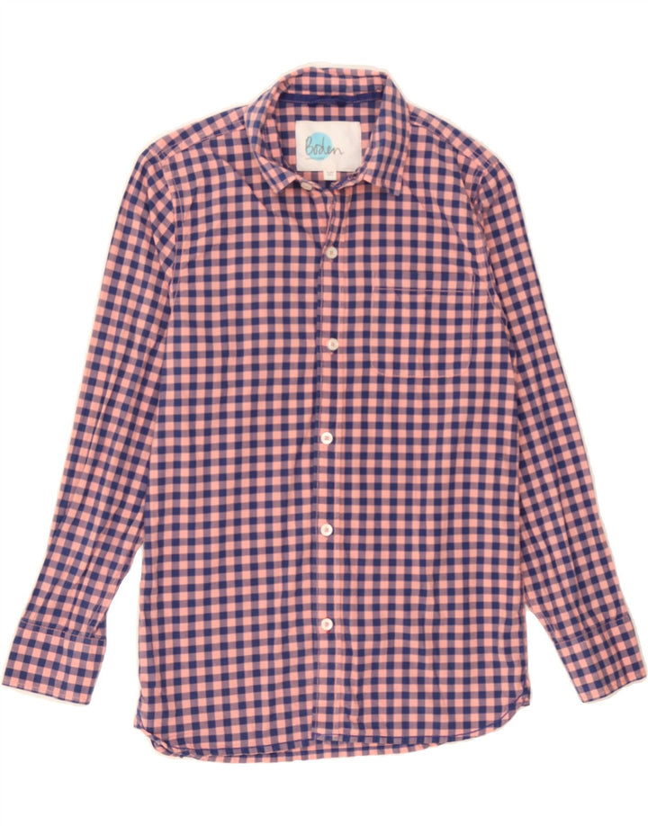 BODEN Boys Shirt 11-12 Years Pink Gingham Cotton Vintage Boden and Second-Hand Boden from Messina Hembry 