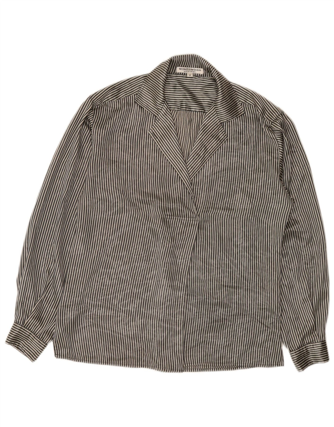 Windsmoor skjortebluse til kvinder US 10 Stor gråstribet polyester