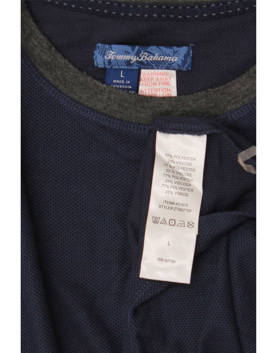 Tommy Bahama Herre Top Langærmet Large Navy Blue Colourblock Polyester