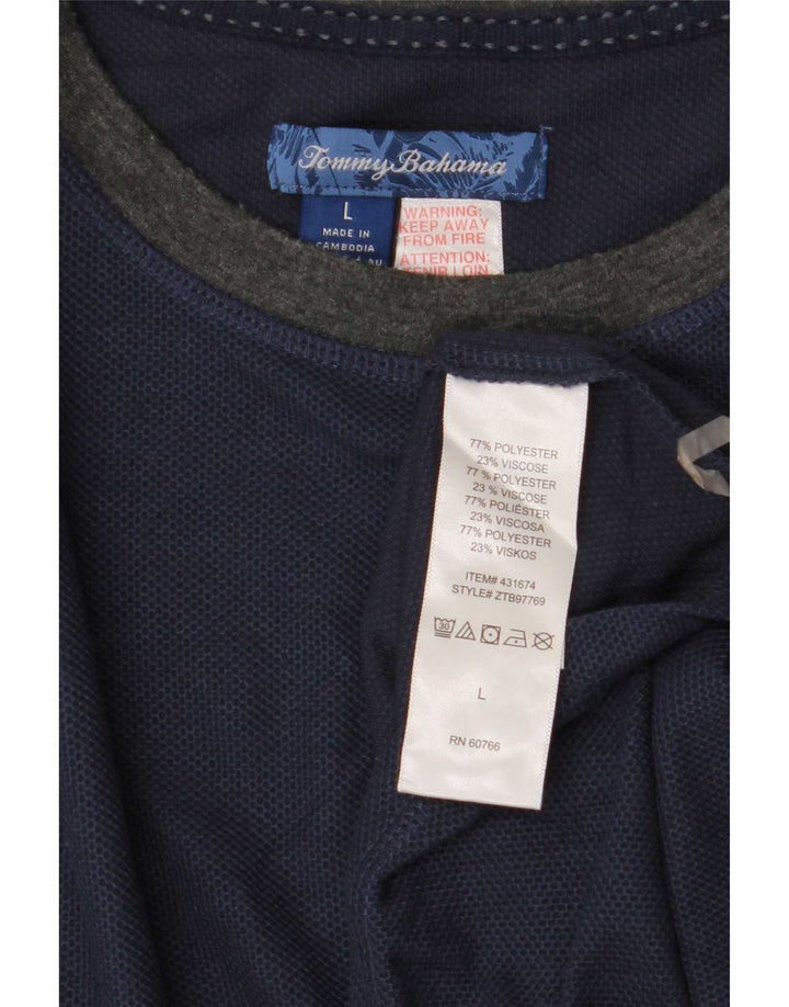 Tommy Bahama Herre Top Langærmet Large Navy Blue Colourblock Polyester