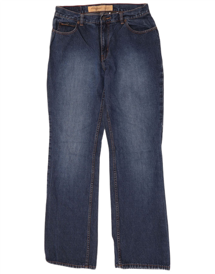 Eddie Bauer Dame Høj Bootcut Jeans US 12 Large W32 L34 Marineblå Bomuld