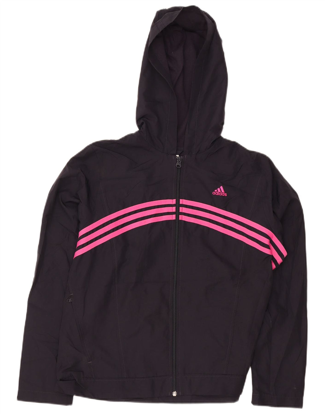 Adidas Dame Hooded Tracksuit Top Jacket UK 16 Large Black Polyester
