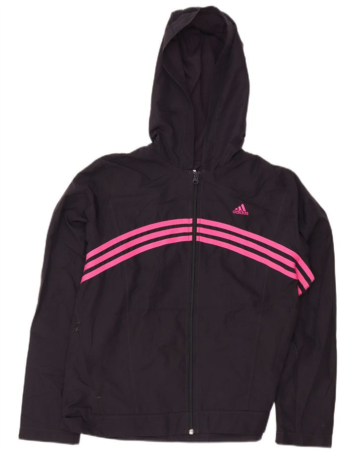 Adidas Dame Hooded Tracksuit Top Jacket UK 16 Large Black Polyester