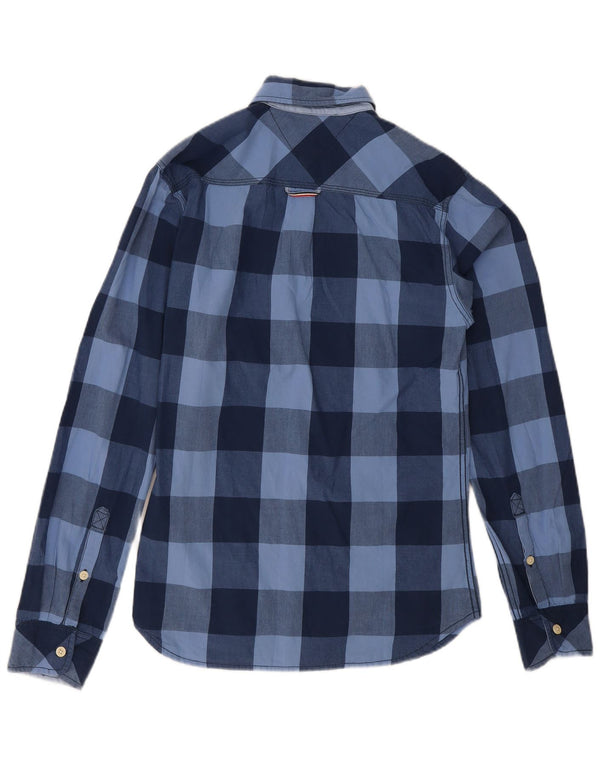 Tommy Hilfiger Mens Shirt Small Navy Blue Check Cotton
