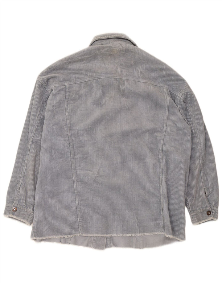 Zara Dame Loose Fit Corduroy Jacket UK 14 Medium Blue Cotton