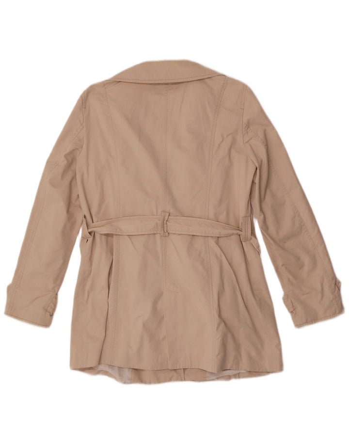 Zara Kvinder Kort Trench Coat UK 16 Stor Beige Bomuld