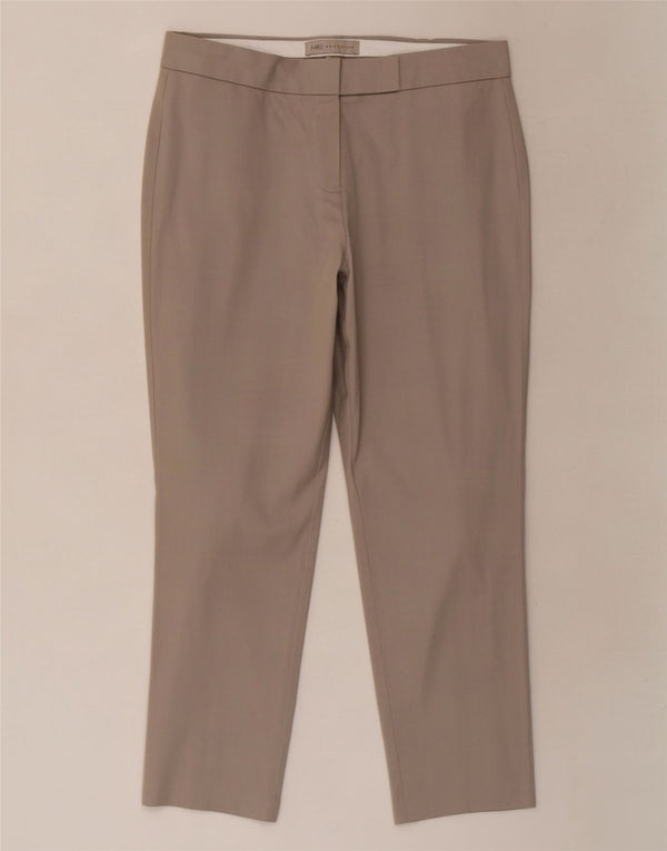 Marks & Spencer Dame Crop Suit Bukser UK 10 Small W27 L23 Beige Bomuld