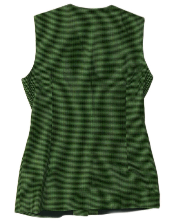 Vintage dame ærmeløs blazerjakke UK 12 Medium Green Houndstooth