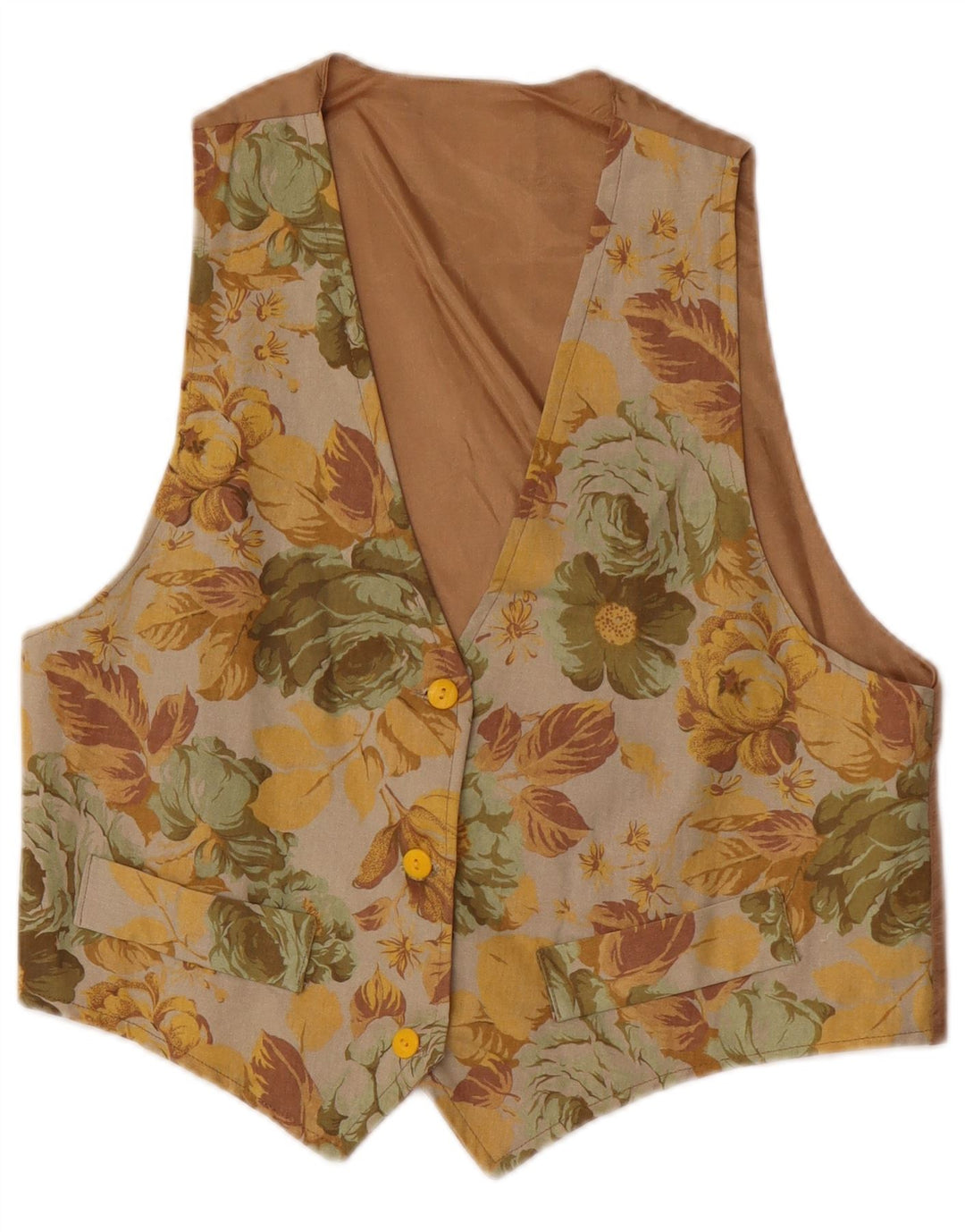 Vintage damevest UK 12 Medium Brown Floral