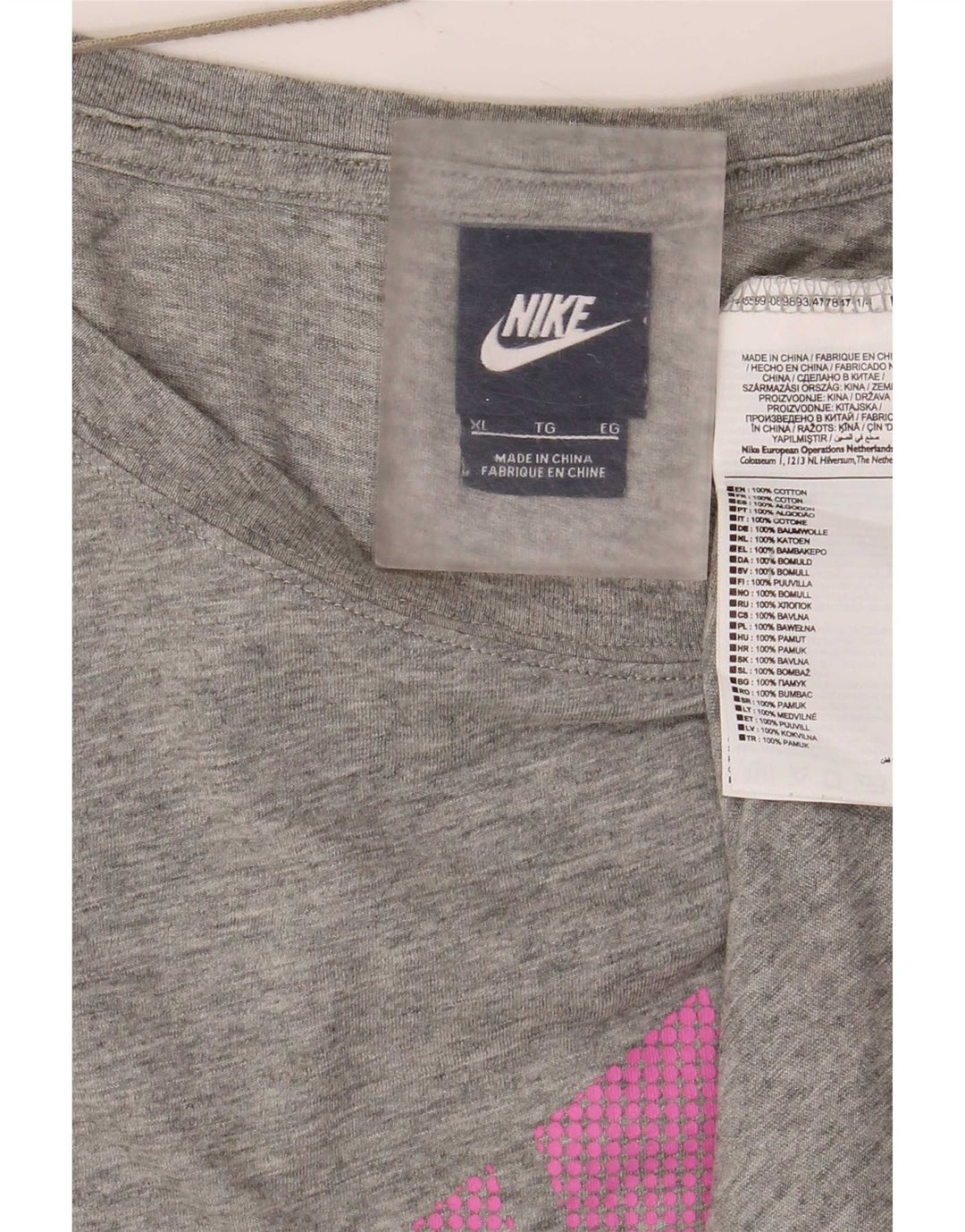 Nike Womens Crop Oversized grafisk top Langærmet UK 18 XL Grå Flecked