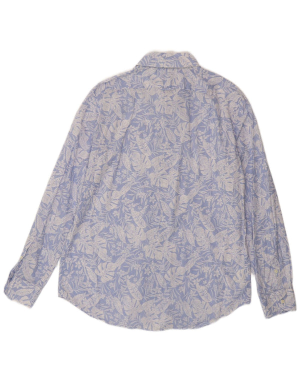 Boggi Herre Regular Fit Shirt XL Blå Blomsterbomuld Tropical