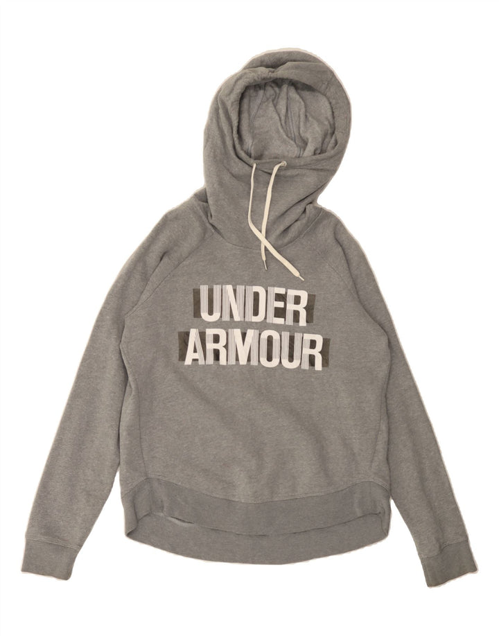 UNDER ARMOUR Womens Graphic Hoodie Jumper IT 42/44 Medium Grey Cotton Vintage Under Armour and Second-Hand Under Armour from Messina Hembry 