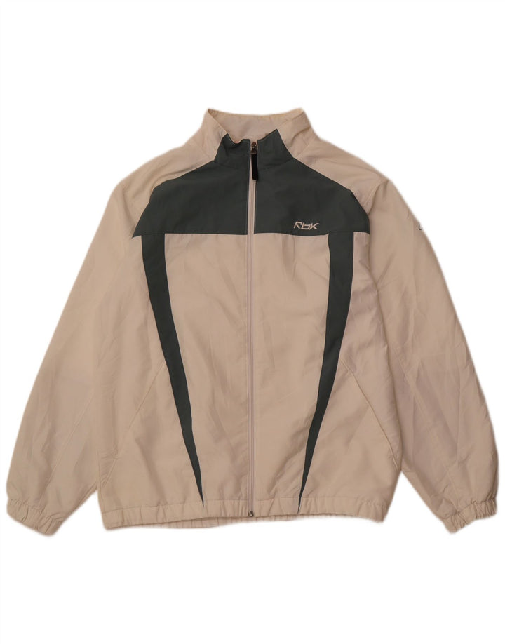 REEBOK Træningsdragt til mænd Topjakke Large Off White Colourblock Polyester