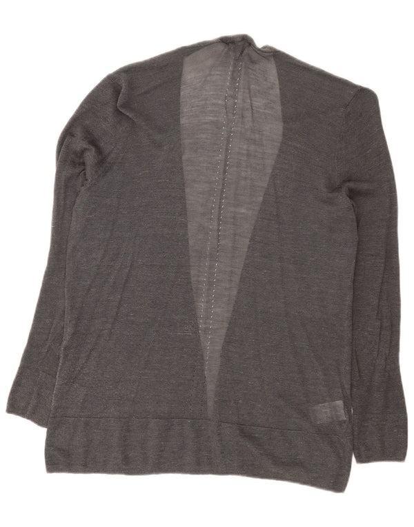 Laura Ashley Dame Longline Åben Cardigan Sweater UK 16 Stor Grå Ramie