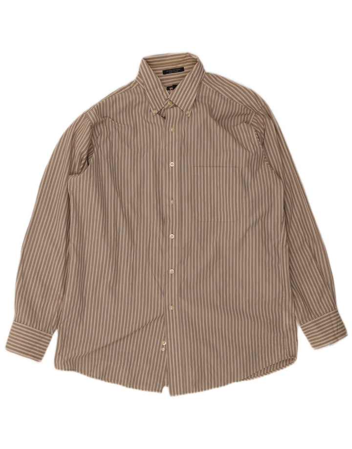Chaps Herreskjorte str. 15 15 1/2 Medium Brun Nålestribet Bomuld