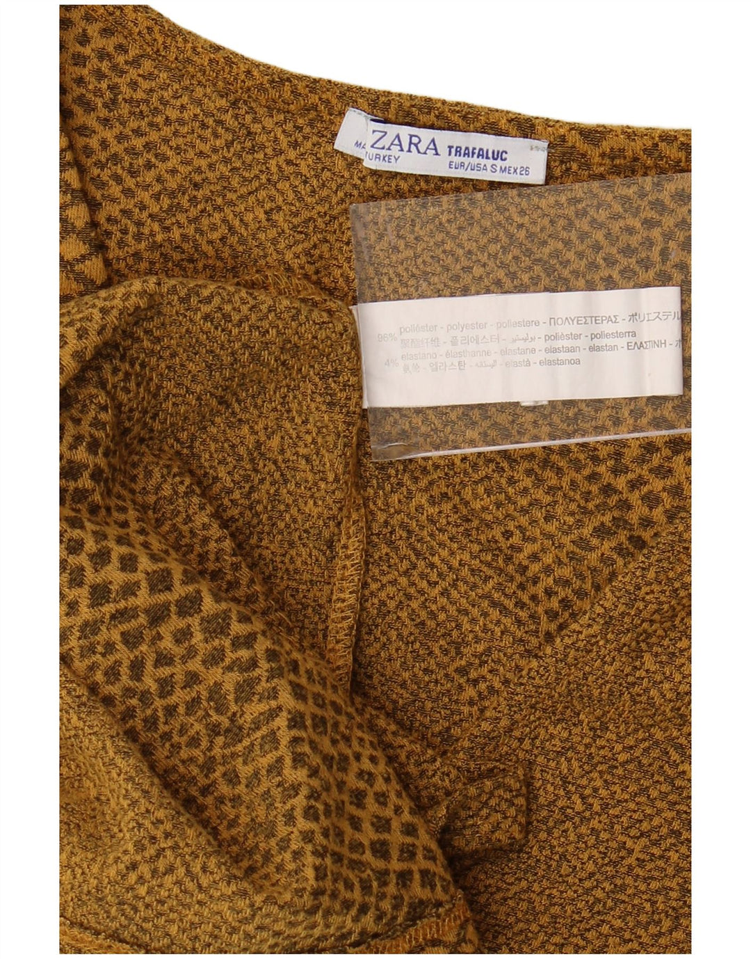 ZARA Dame Langærmet Bodycon Kjole UK 8 Small Yellow Animal Print