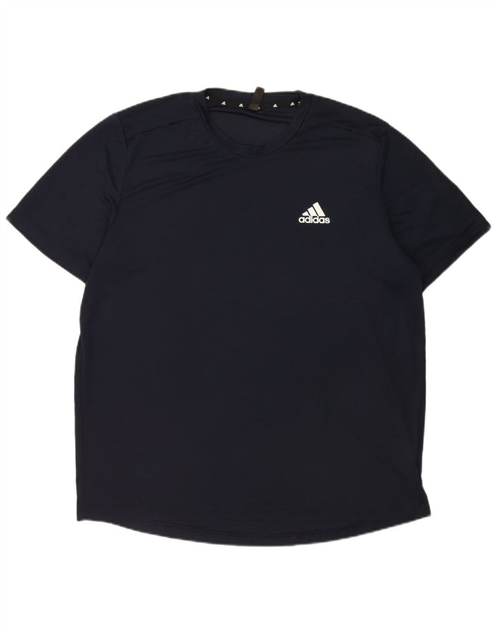 Adidas Herre Aeroready T-Shirt Top XL Navy Blue Polyester