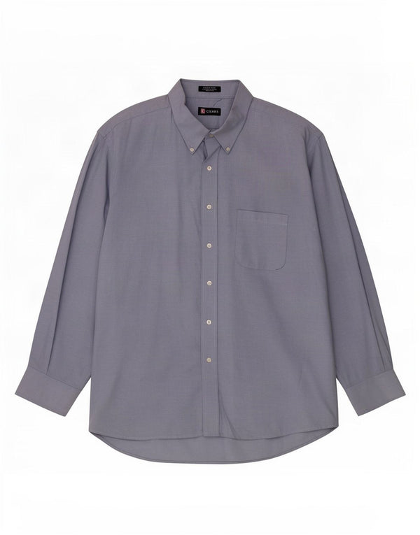 Chaps Mens Classic Fit Shirt Size 18 1/2 2XL Blue Cotton