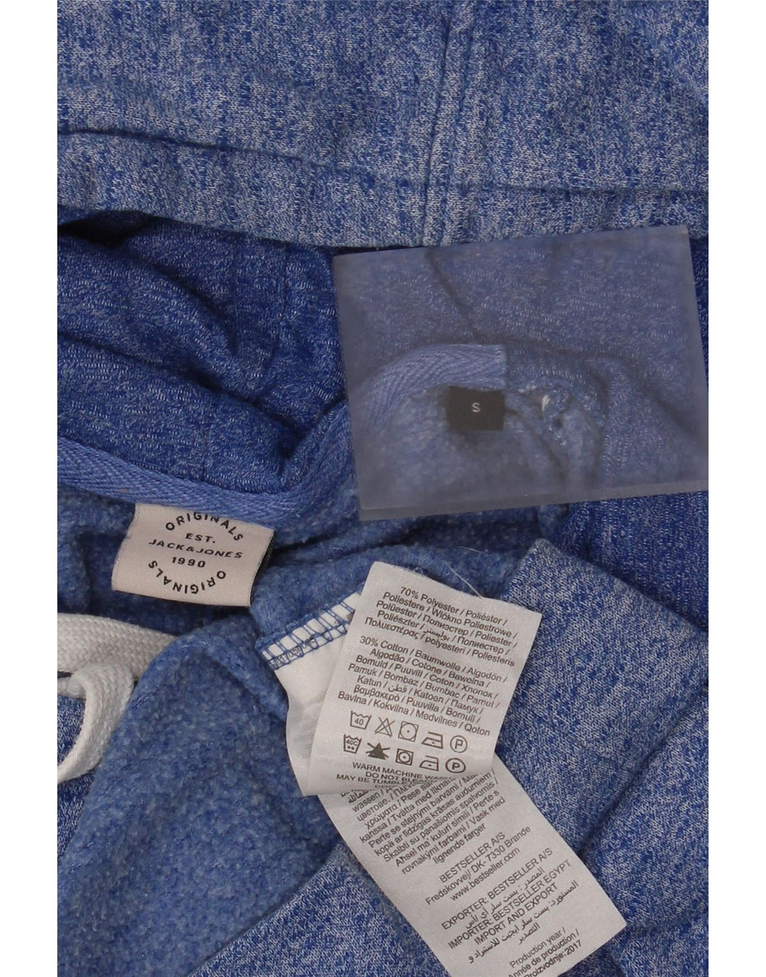 Jack & Jones Grafisk hættetrøje til mænd, lille blå flækket polyester