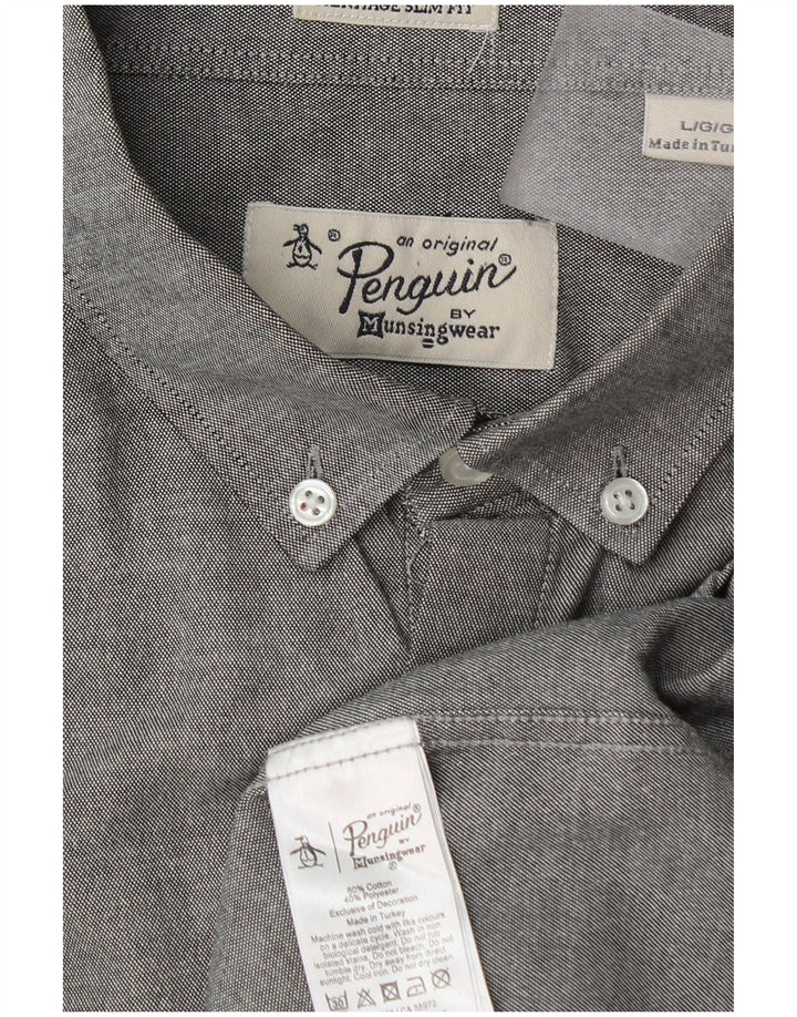 Penguin Herre Slim Fit Skjorte Stor Grå Bomuld
