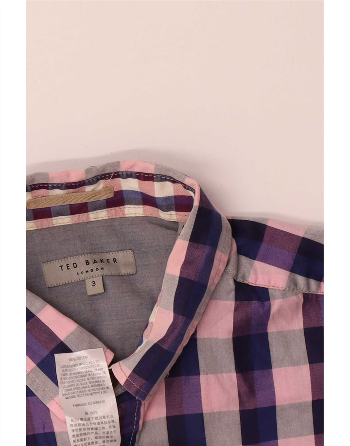 Ted Baker Herre kortærmet skjorte størrelse 3 Medium Flerfarvet ternet bomuld