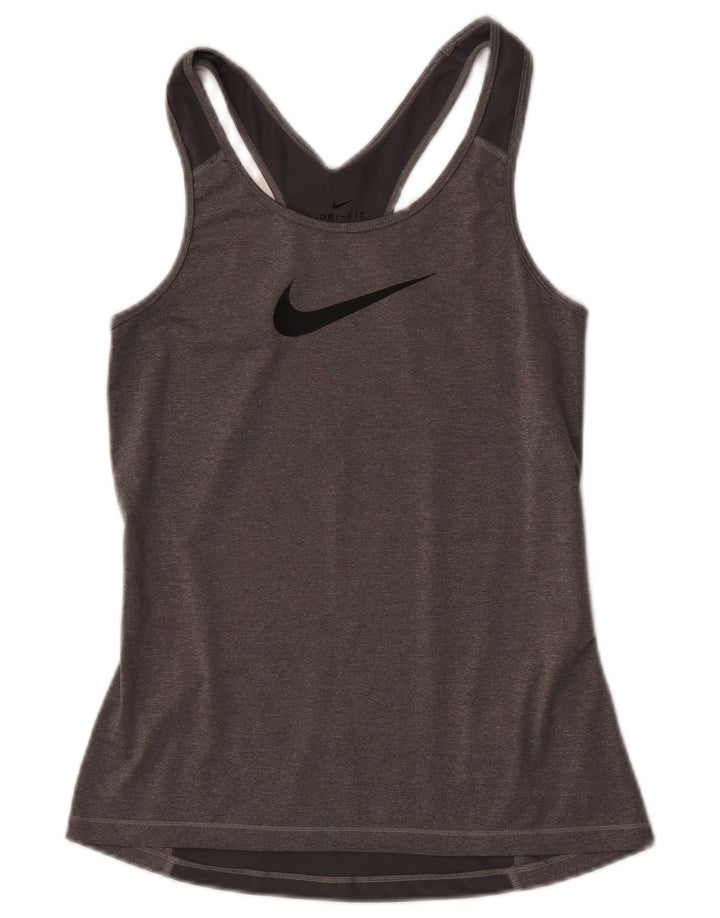 Nike Dame Dri Fit Grafisk Vest Top UK 8 Small Grey Colourblock