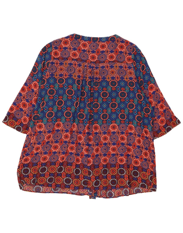 Monsoon skjortebluse til kvinder med 3/4 ærmer UK 20 2XL flerfarvet viskose