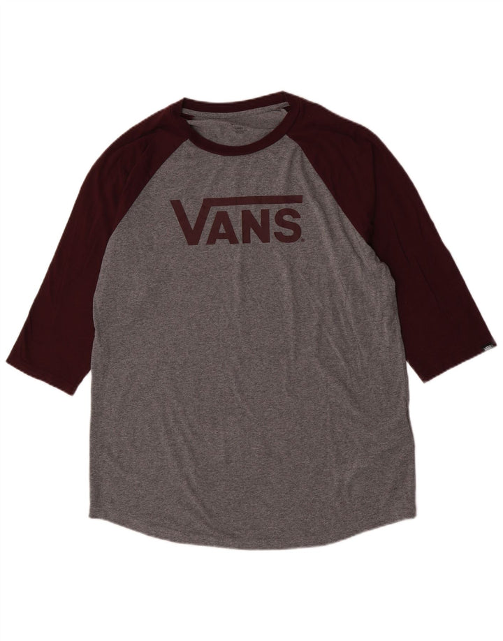 Vans Herre grafisk top 3/4 ærmet, stort gråt flækket bomuld