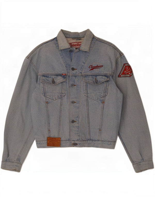 Compagnie Canadienne Herre grafisk denimjakke UK 38 Medium Blue